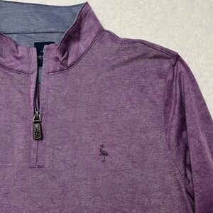 Tailorbyrd Quarter Zip Mens Medium Purple Pullover Flamingo Logo Textured Knit